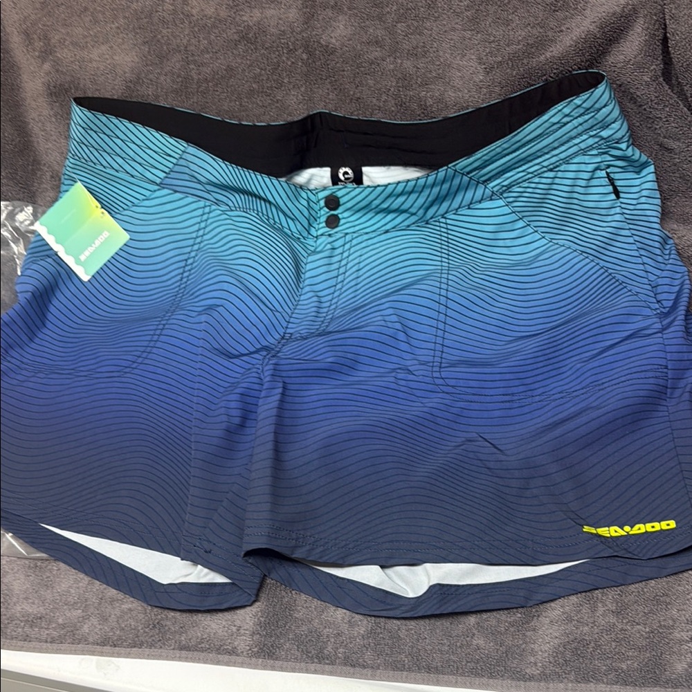 Blue and Black seadoo swim trunks